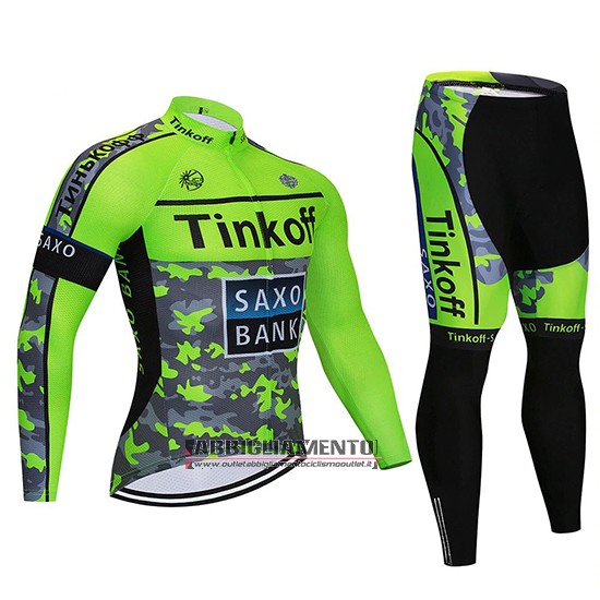 Abbigliamento Tinkoff Saxo Bank 2020 Manica Lunga e Calzamaglia Con Bretelle Verde Camuffamento - Clicca l'immagine per chiudere